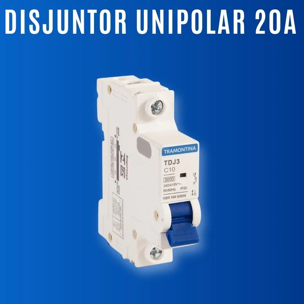 DISJUNTOR-UNIPOLAR-20A-tramontina Disjuntor Tramontina TDJ 1P 2P 10A a 63A – Proteção e Qualidade ⚡ – UNIPOLAR 20A - Imagem 1