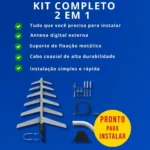 Antena Digital Externa 2 em 1 DTV-1500 HDTV UHF/VHF c/ Suporte e Cabo - Imagem 2