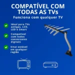 Antena Digital Externa 2 em 1 DTV-1500 HDTV UHF/VHF c/ Suporte e Cabo - Imagem 6