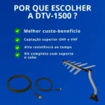 Antena Digital Externa 2 em 1 DTV-1500 HDTV UHF/VHF c/ Suporte e Cabo - Imagem 7