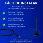 Antena Digital Interna HDTV Aquário DTV-100P  TV Digital Full HD  Alto Alcance  Fácil Instalação - Imagem 3