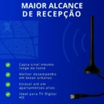 Antena Digital Interna HDTV Aquário DTV-100P  TV Digital Full HD  Alto Alcance  Fácil Instalação - Imagem 5
