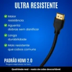 Cabo HDMI 2.0 4K – 1m / 2m / 3m – Alta Velocidade 18Gbps, 19 Pinos – TV, Monitor, PC, Xbox, PS4/PS5 – 3 Metros - Imagem 6