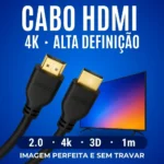 Cabo HDMI 2.0 4K – 1m / 2m / 3m – Alta Velocidade 18Gbps, 19 Pinos – TV, Monitor, PC, Xbox, PS4/PS5 – 1 Metro
