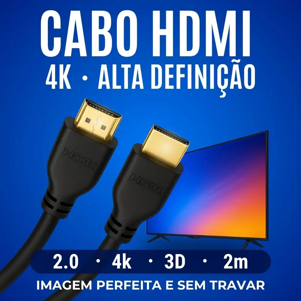 cabo-hdmi (8) Cabo HDMI 2.0 4K – 1m / 2m / 3m – Alta Velocidade 18Gbps, 19 Pinos – TV, Monitor, PC, Xbox, PS4/PS5 – 3 Metros - Imagem 1