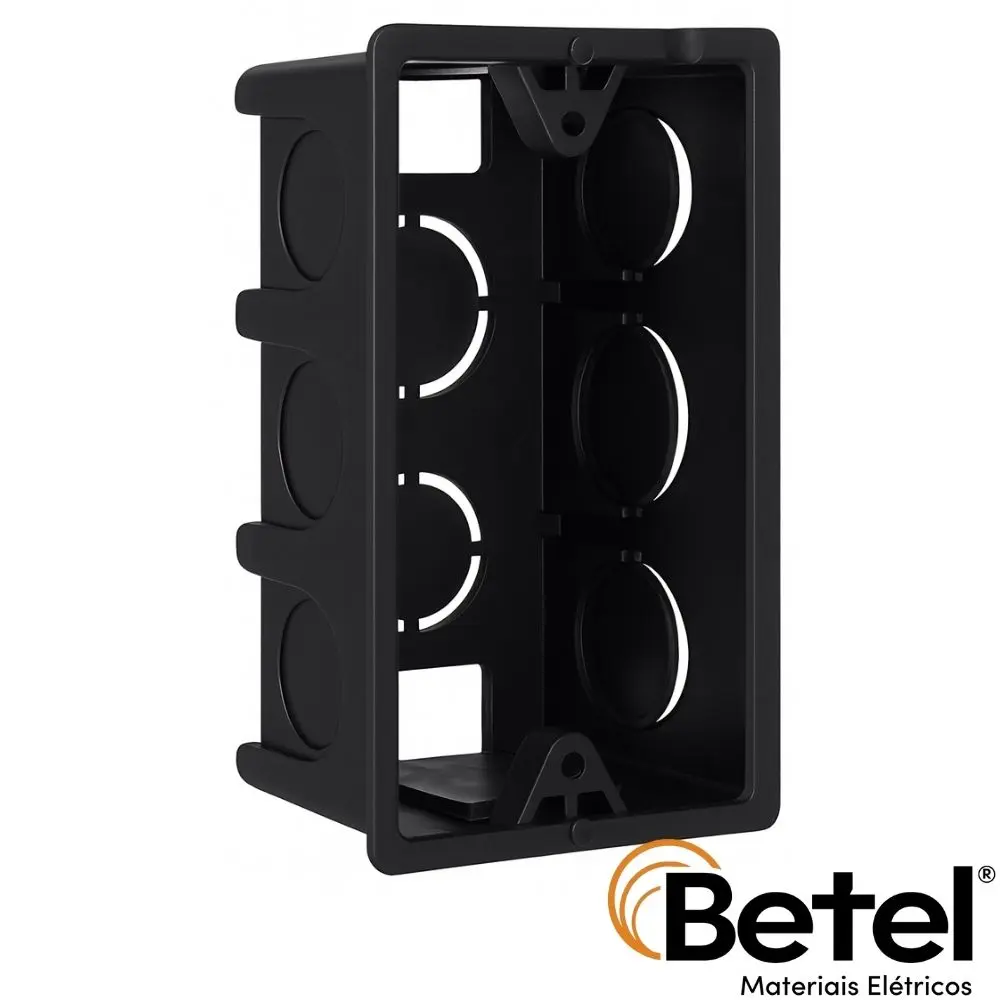 caixa-de-luz-betel-tramontina (1) Caixa de Luz 4x2 Embutida Para Tomadas, Interruptores e Fios - Betel Preto 20 UNI - Imagem 1