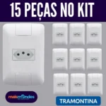 KIT 10 TOMADAS SIMPLES 10A TRAMONTINA LINHA ARIA – KIT COM 15