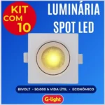 KIT 10 LUMINARIA LED(SPOT) 4W 3000K E 6500K QUADRADO EMBUTIDO G-LIGHT(PRIMEIRA LINHA) – 6500K