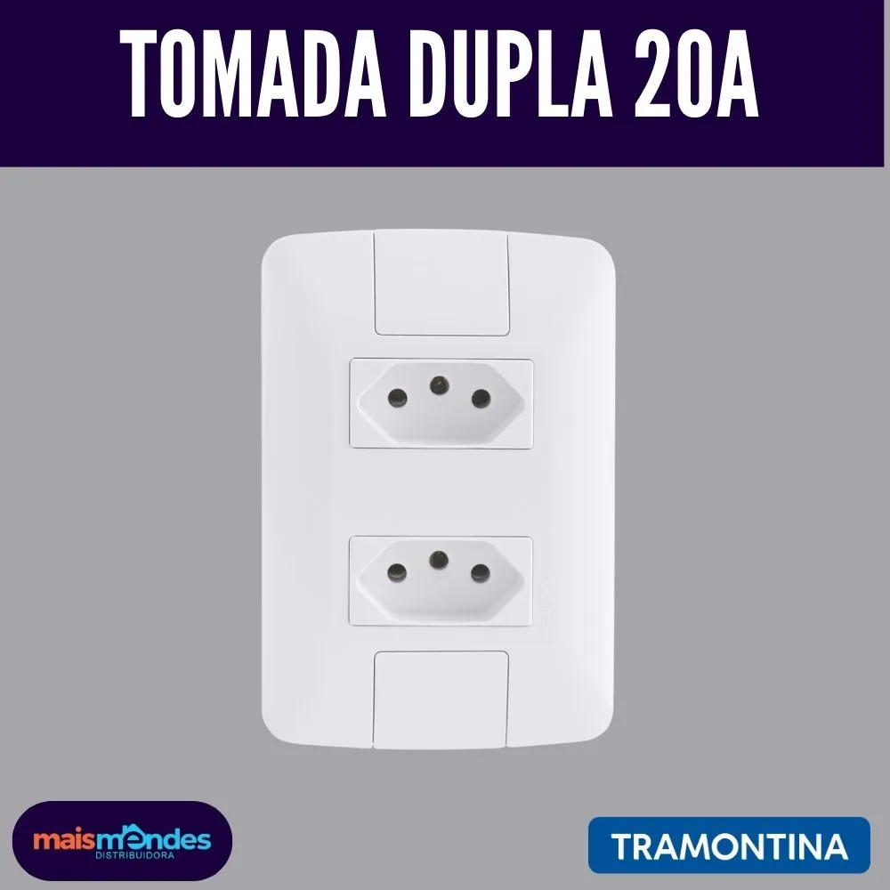 tomada-tramontina (13) Monte seu Kit Tramontina Aria 4x2 – Tomadas e Interruptores – Tomada Dupla 20A - Imagem 1